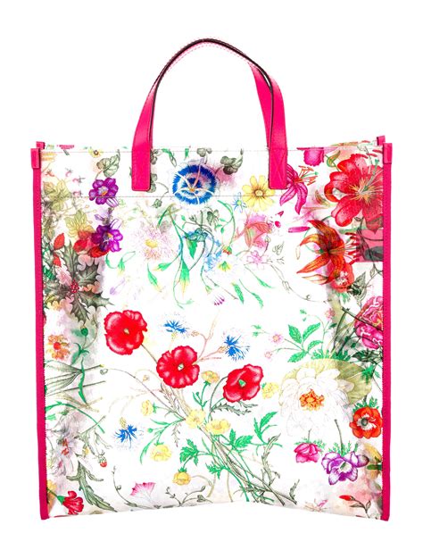 gucci floral canvas tote|gucci flora print clear tote.